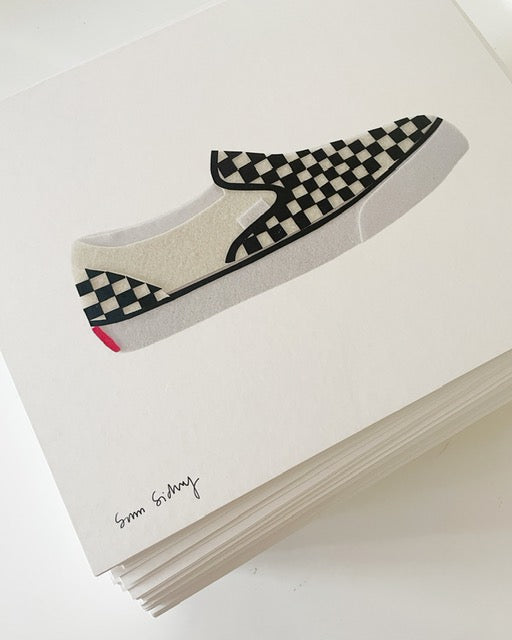 Checkerboard vans drawing hotsell